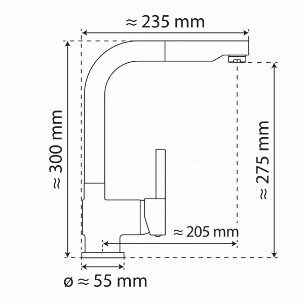 WK 4 Pro in Schwarz, Küchenarmatur mit herausziehbarem Auslauf