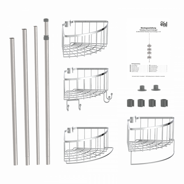 Teleskop-Dusch-Eckregal, edelstahl/chrom