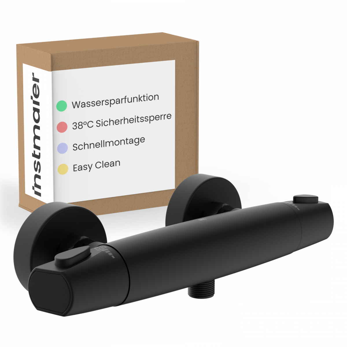 Duscharmatur Beatrice, in Schwarz matt mit Thermostat