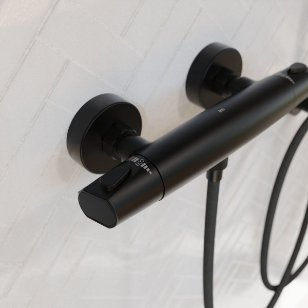 Duscharmatur Beatrice, in Schwarz matt mit Thermostat