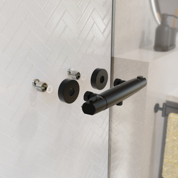 Duscharmatur Beatrice, in Schwarz matt mit Thermostat