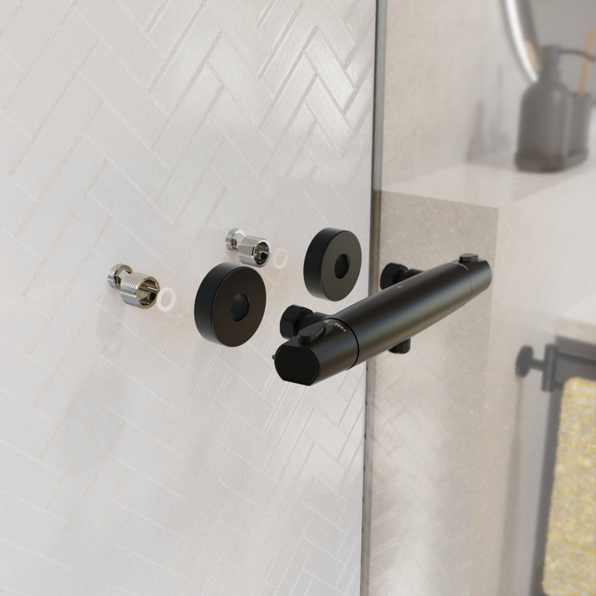 Duscharmatur Beatrice, in Schwarz matt mit Thermostat