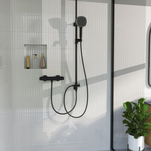 Duscharmatur Beatrice, in Schwarz matt mit Thermostat