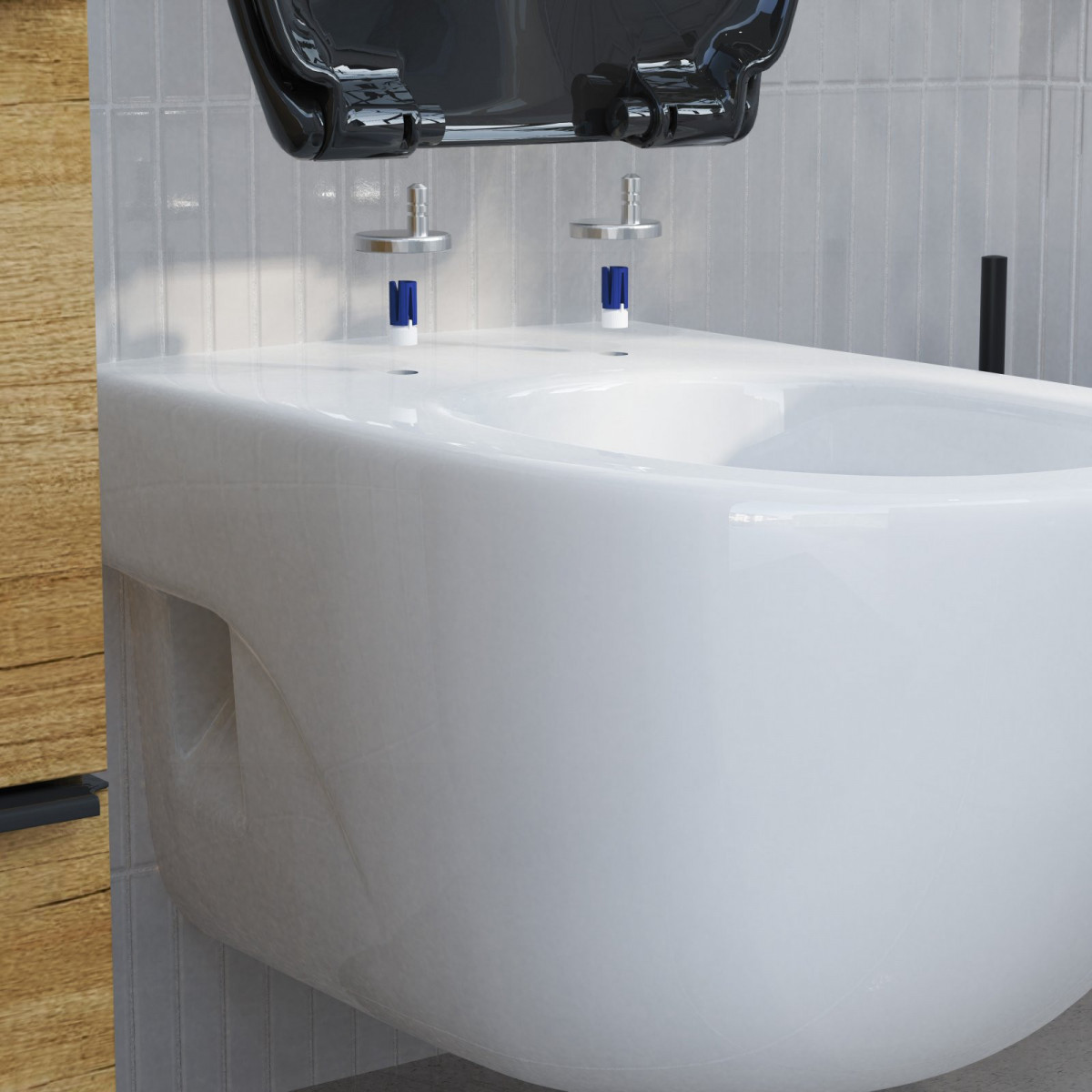 WC-Sitz Alma Made in Germany, in Schwarz mit Absenkautomatik und Schnellverschluss, O-Form