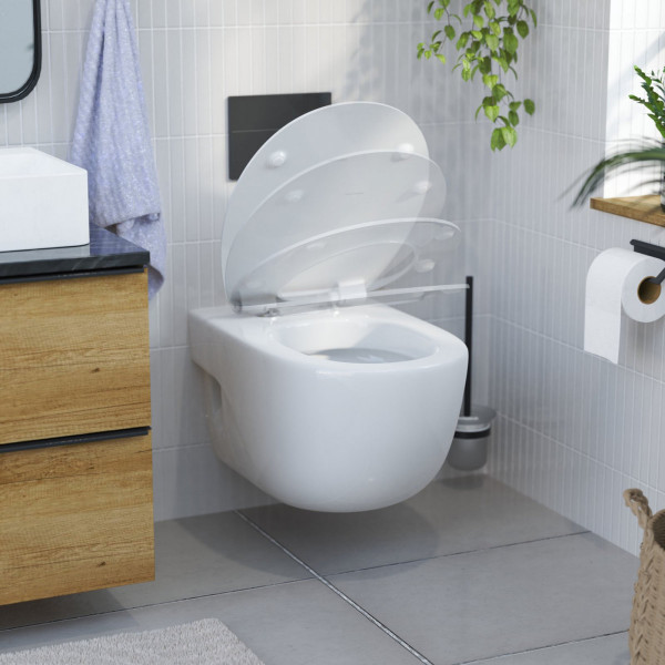 WC-Sitz Alma Slim Made in Germany, in Weiß mit Absenkautomatik und Schnellverschluss, O-Form