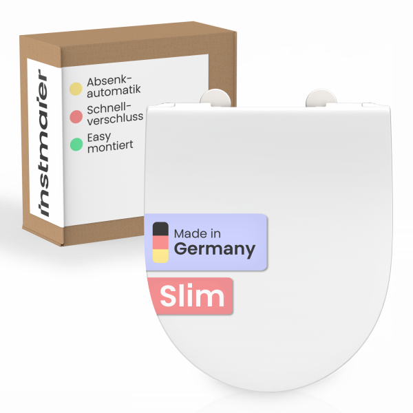 WC-Sitz Alma Slim Made in Germany, in Weiß mit Absenkautomatik und Schnellverschluss, D-Form