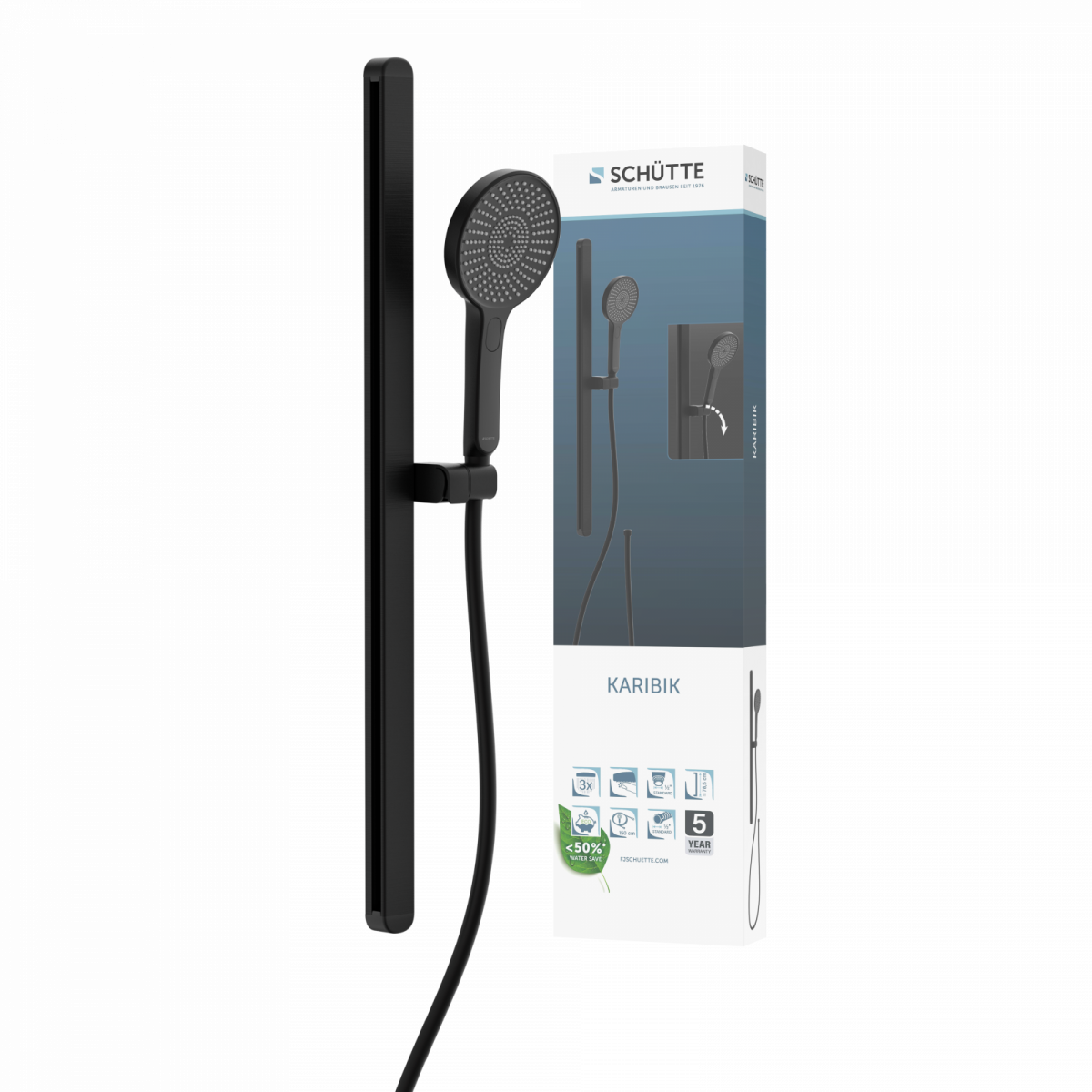 KARIBIK Stangenbrause-Set, Schwarz matt