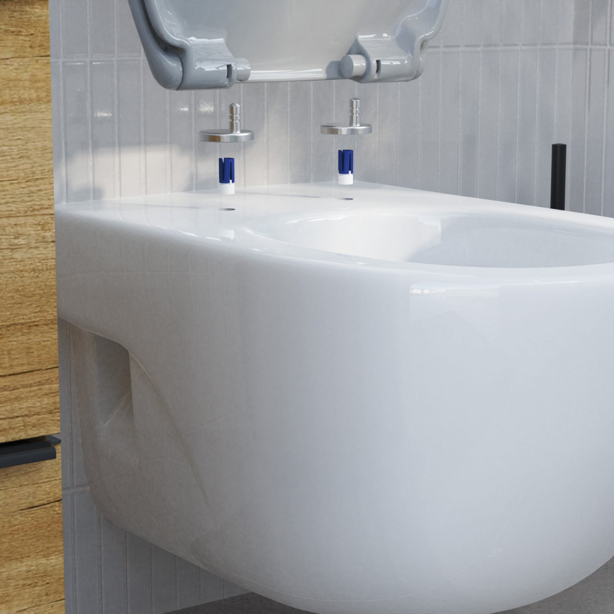 WC-Sitz Alma Made in Germany, in Grau mit Absenkautomatik und Schnellverschluss, O-Form