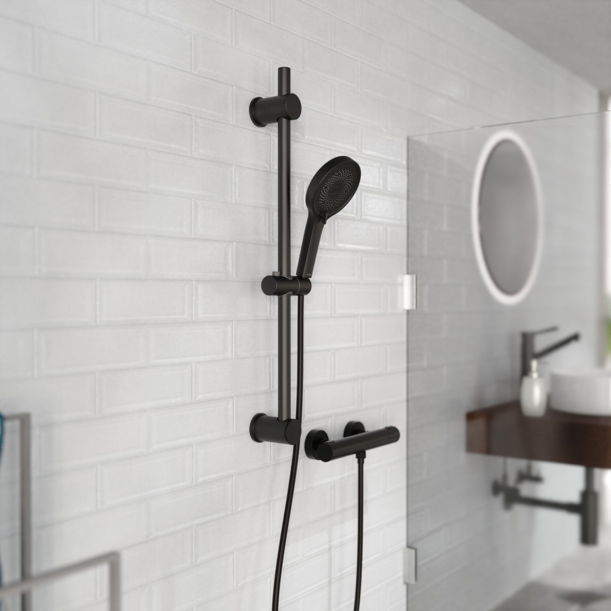 SAMOA RAIN Duschkopf, wassersparend, Schwarz matt