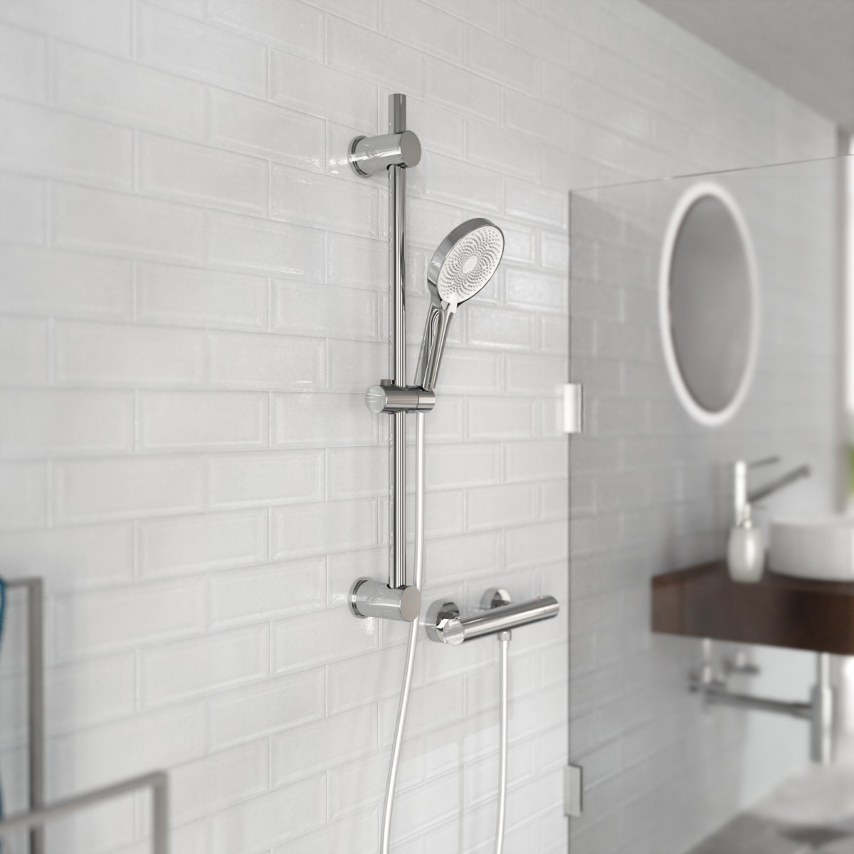 SAMOA RAIN Duschkopf, wassersparend, Chrom/weiß