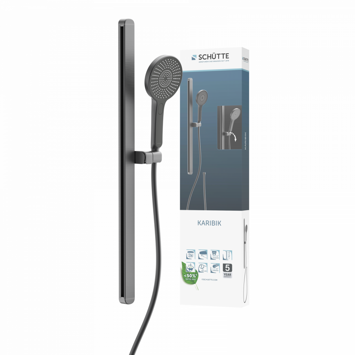 KARIBIK Stangenbrause-Set, Graphit matt