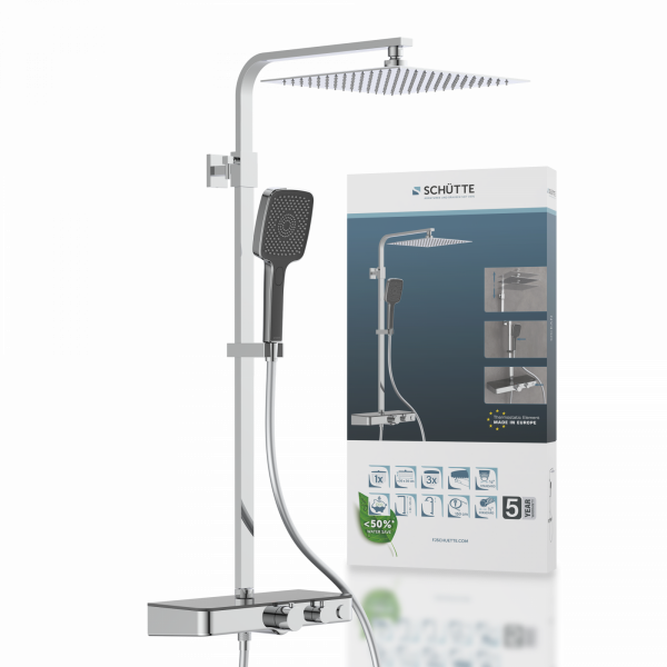 OCEAN Überkopf-Brauseset, mit Thermostatarmatur, Chrom/Anthrazit, mit Ablage