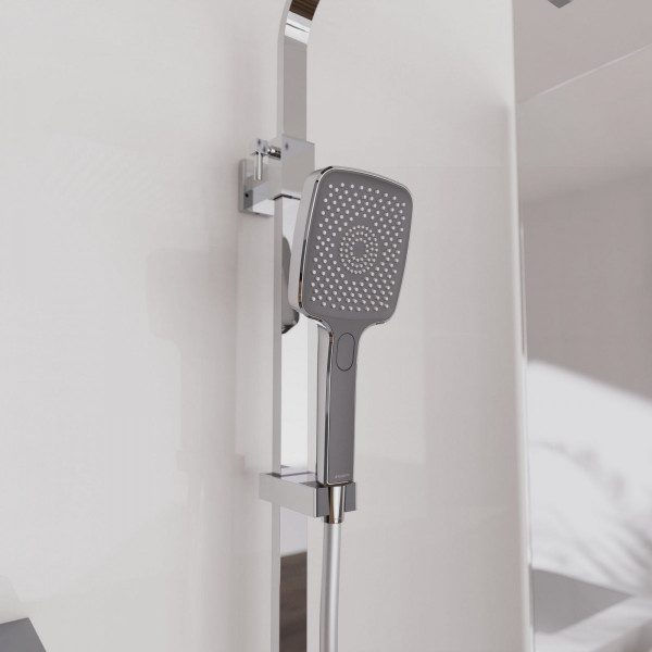 OCEAN Überkopf-Brauseset, mit Thermostatarmatur, Chrom/Anthrazit, mit Ablage