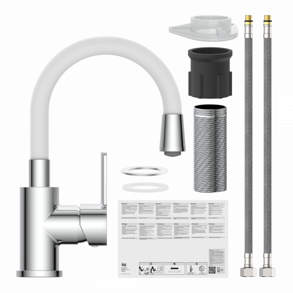 Waschtischarmatur FLEXO, Chrom/Weiß