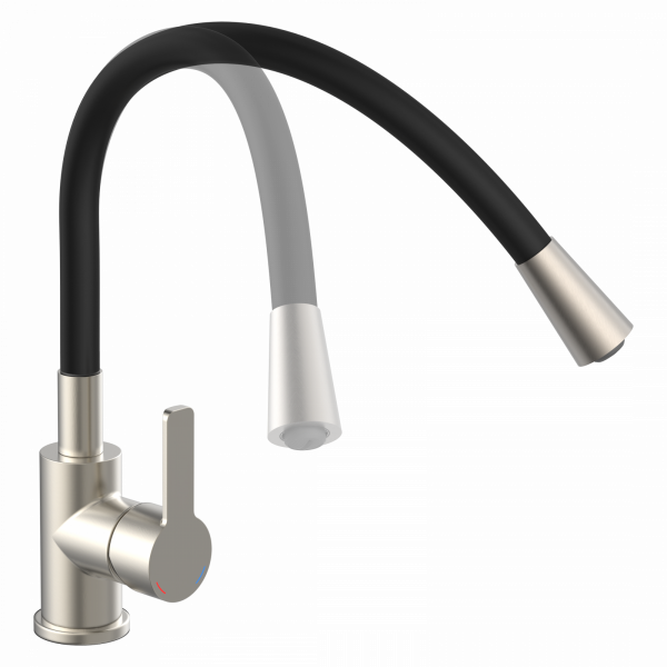 Spültischarmatur FLEXO, Edelstahloptik/Schwarz