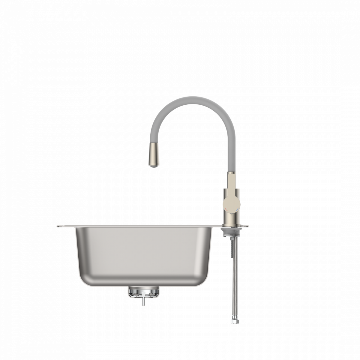 Spültischarmatur FLEXO, Edelstahloptik/Hellgrau