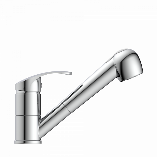 Küchenarmatur Elena, in Chrom mit ausziehbarer Geschirrbrause, Hochdruck