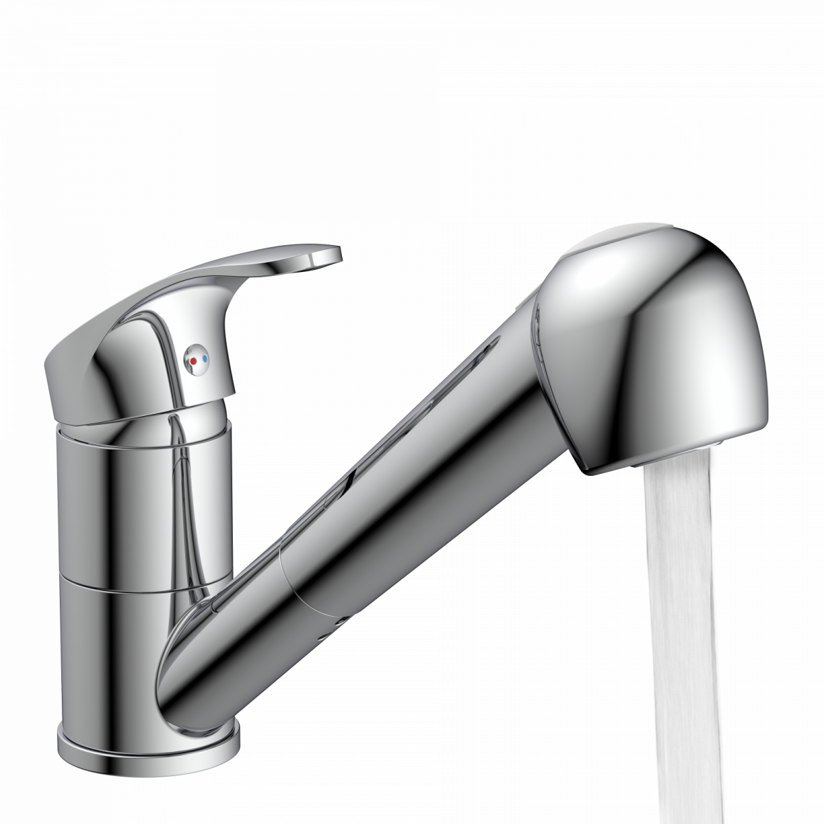 Küchenarmatur Elena, in Chrom mit ausziehbarer Geschirrbrause, Hochdruck