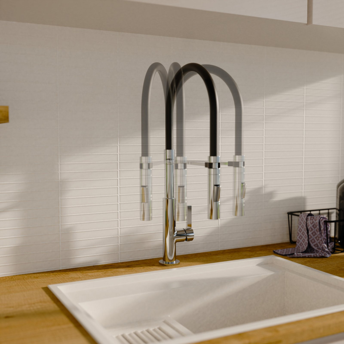 Küchenarmatur Nova, in Chrom mit herausnehmbarer Geschirrbrause, Hochdruck