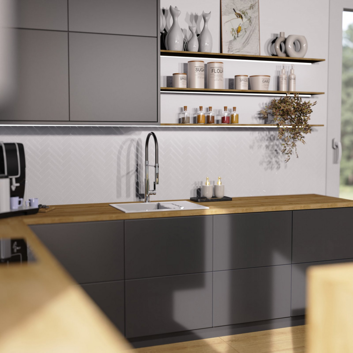 Küchenarmatur Nova, in Chrom mit herausnehmbarer Geschirrbrause, Hochdruck