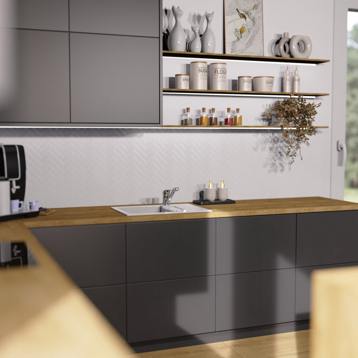 Küchenarmatur Vera, in Chrom mit schwenkbarem Auslauf, Niederdruck