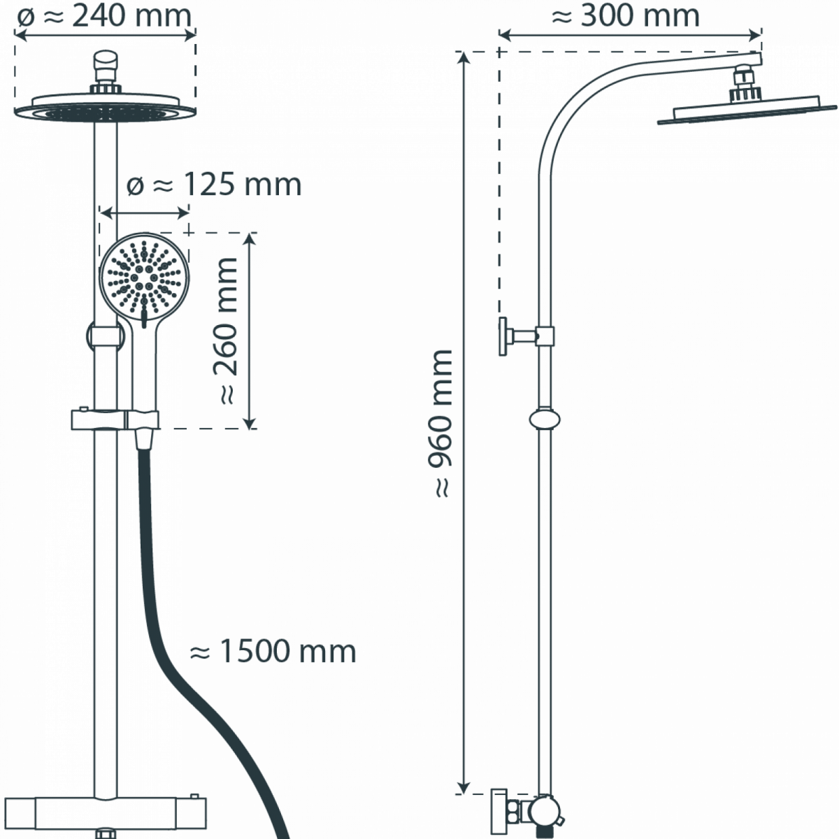 MADURA FRESH Regendusche Schwarz matt