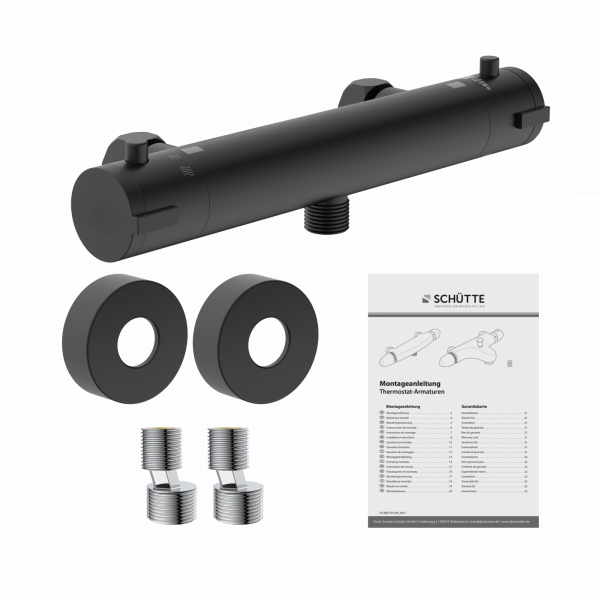LONDON Thermostat Duscharmatur, Schwarz matt