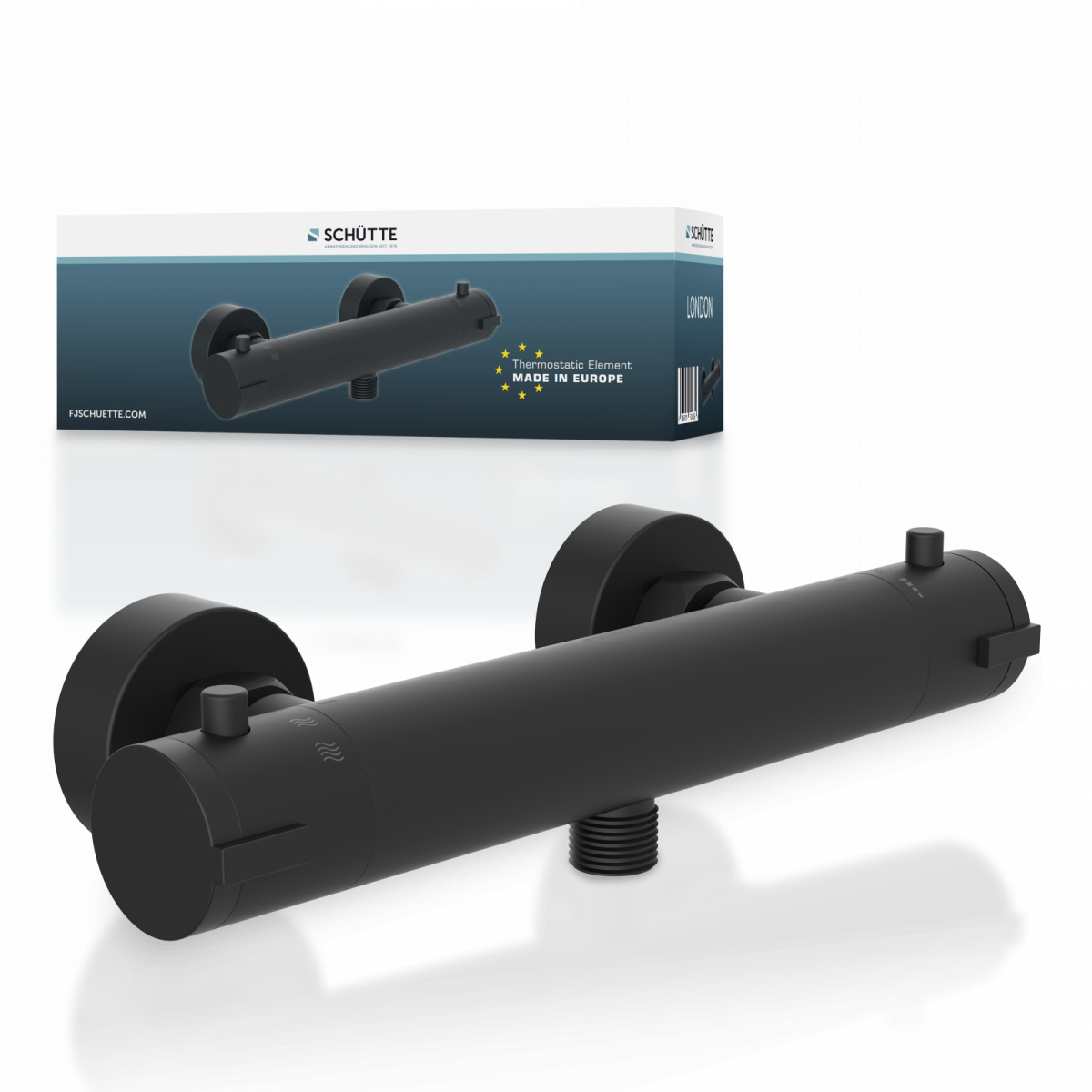 LONDON Thermostat Duscharmatur, Schwarz matt