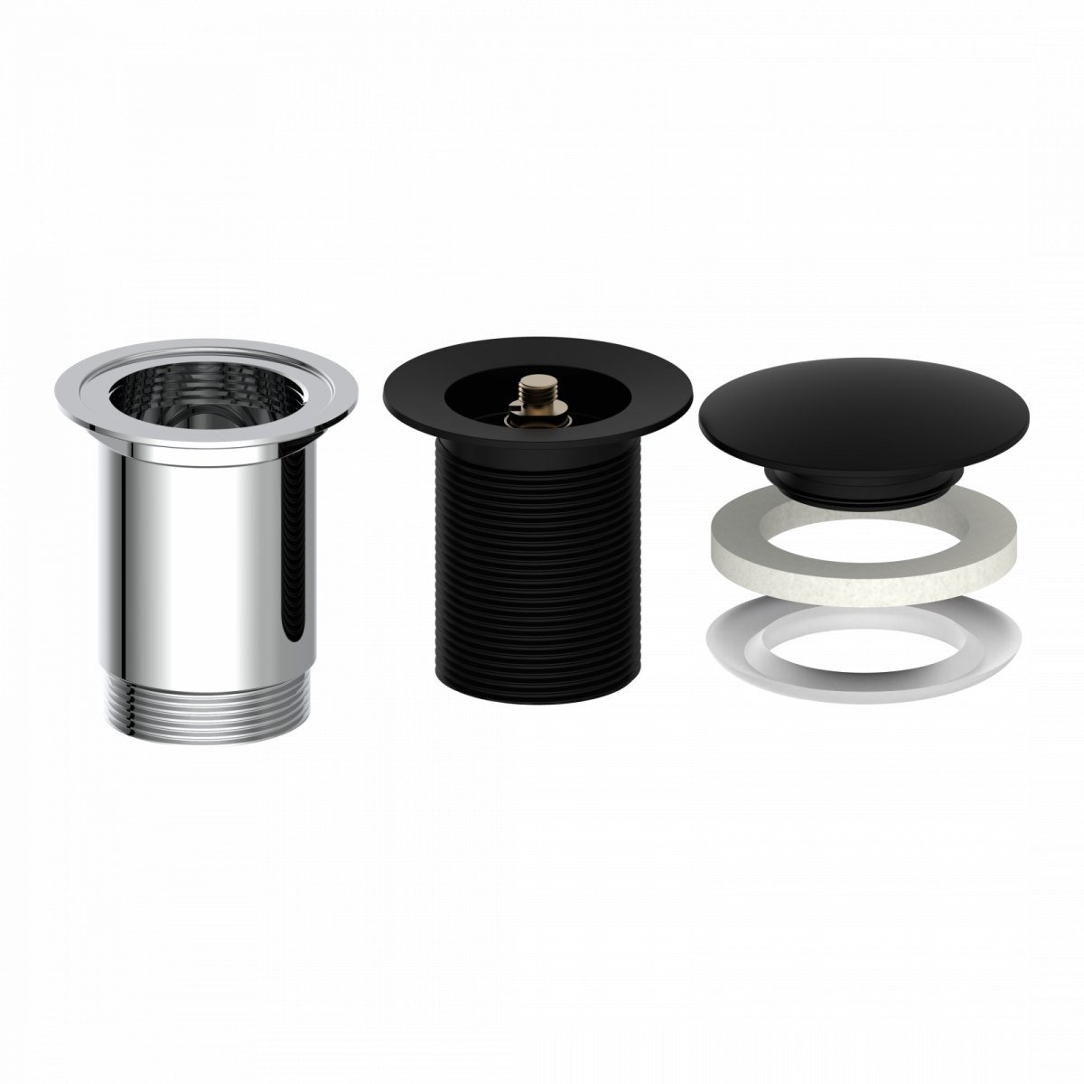 Ablaufventil ohne Überlauf E4, Schwarz