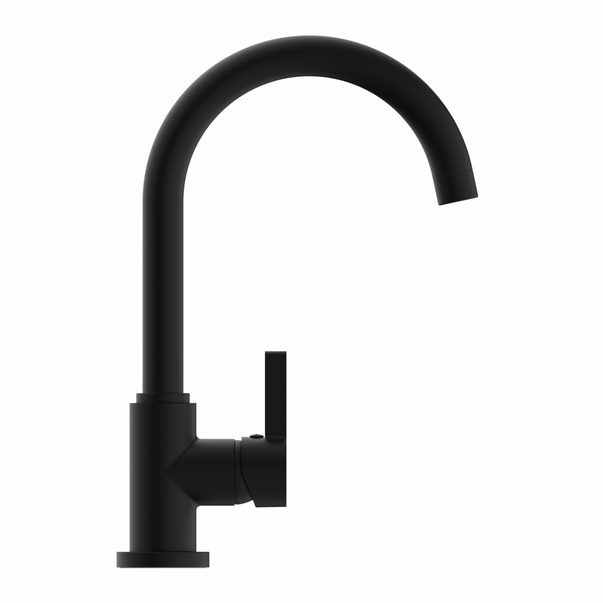 Küchenarmatur Leona, in Schwarz matt mit Rundbogenauslauf, Hochdruck