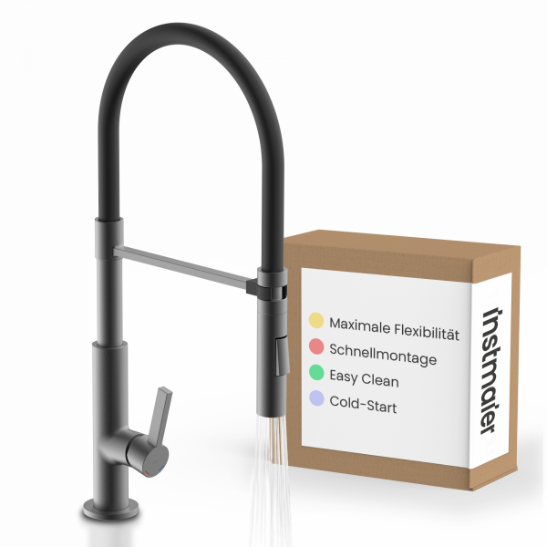 Küchenarmatur Nova, in Graphit matt mit herausnehmbarer Geschirrbrause, Hochdruck