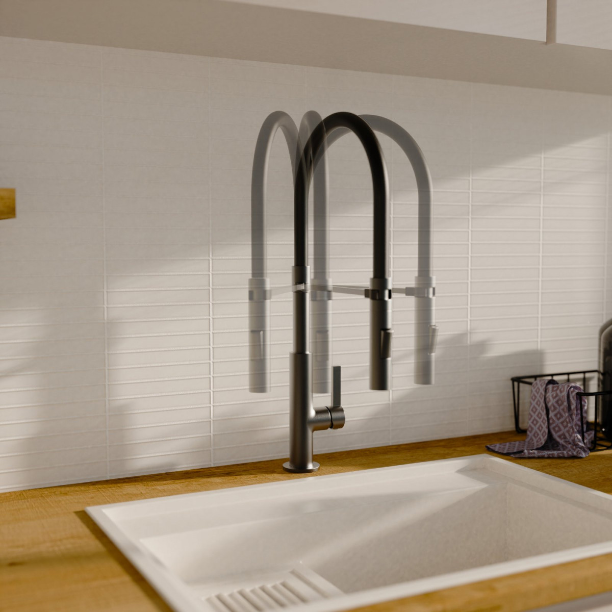 Küchenarmatur Nova, in Graphit matt mit herausnehmbarer Geschirrbrause, Hochdruck