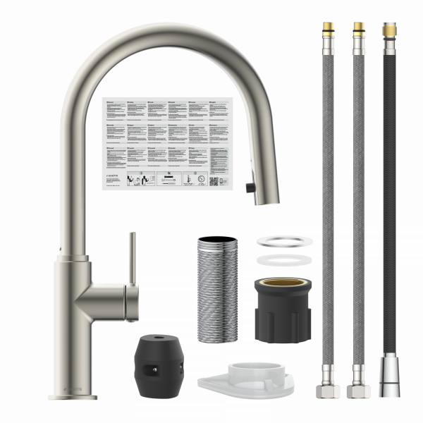 BLACKPOOL Spültischarmatur, Edelstahloptik, mit herausziehbarem Auslauf