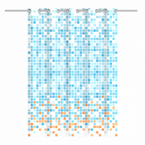 Duschvorhang, Mosaik blau/orange