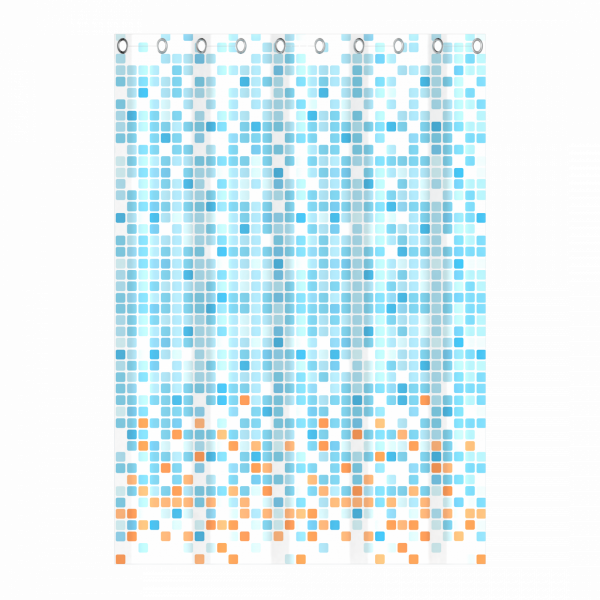 Duschvorhang, Mosaik blau/orange