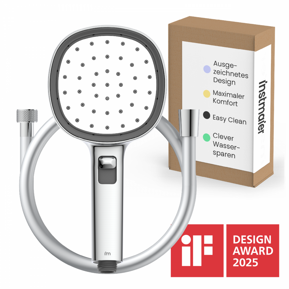 Duschbrause Set Cleo, in Chrom/Weiß mit Schlauch