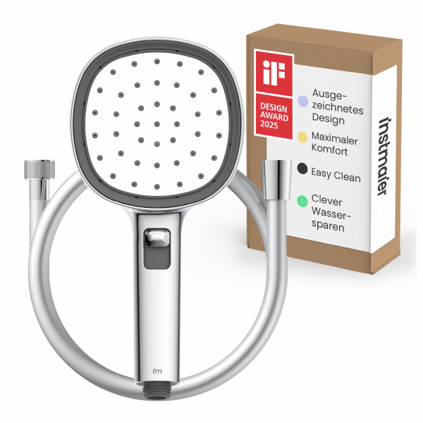Duschbrause Set Cleo, in Chrom/Weiß mit Schlauch
