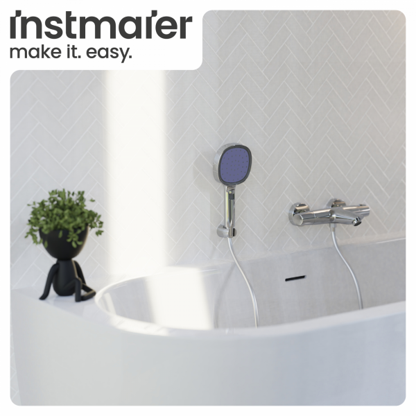 Duschbrause Set Cleo, in Chrom/Indigo mit Schlauch und 3 Strahlarten