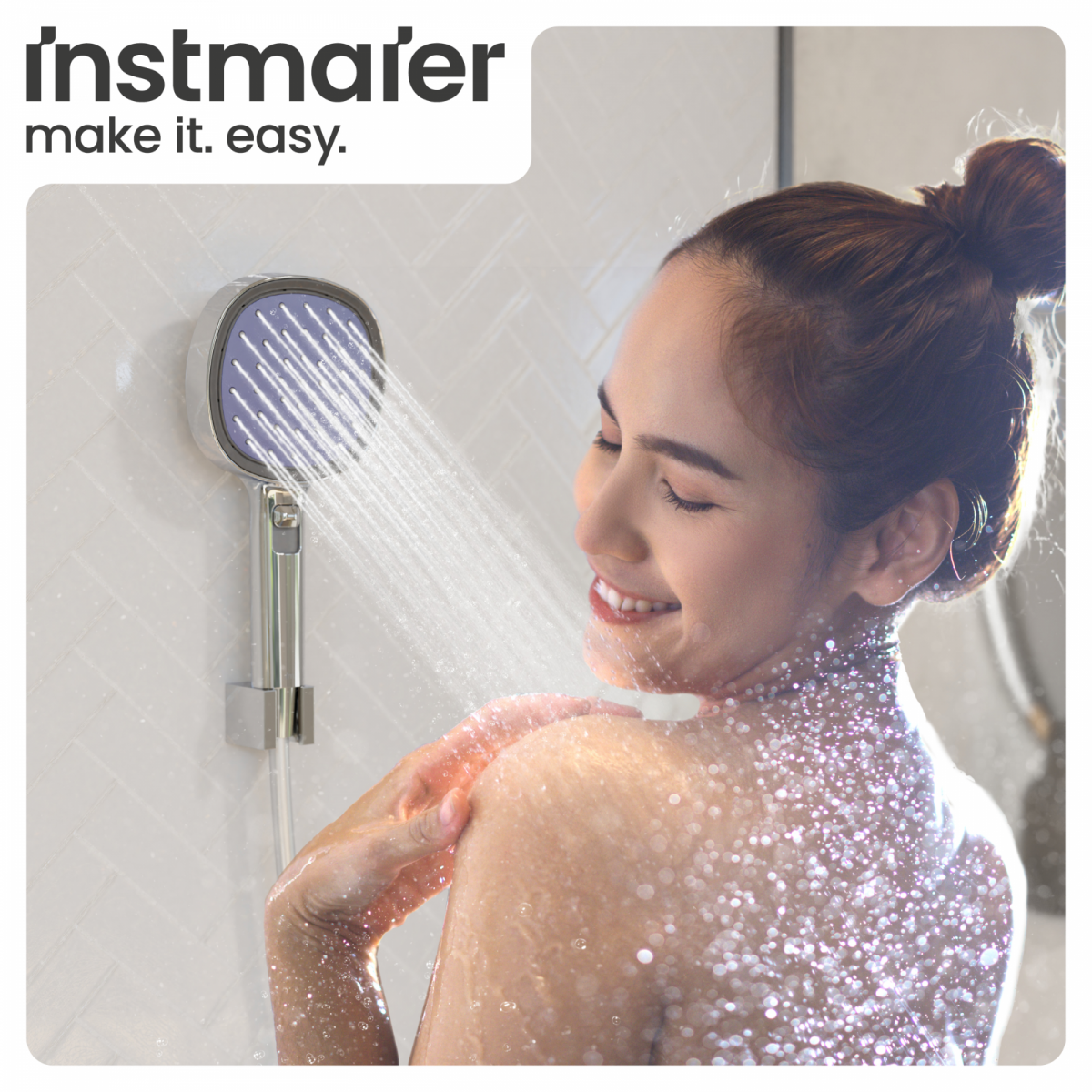 Duschbrause Set Cleo, in Chrom/Indigo mit Schlauch und 3 Strahlarten