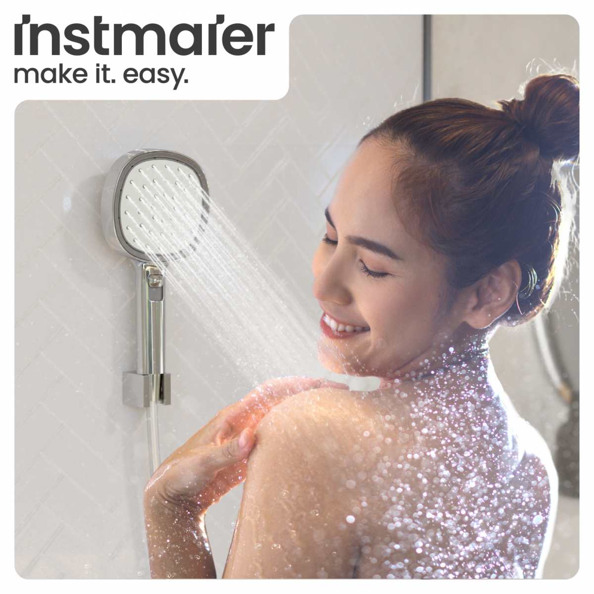 Duschbrause Set Cleo, in Chrom/Salbei mit Schlauch und 3 Strahlarten