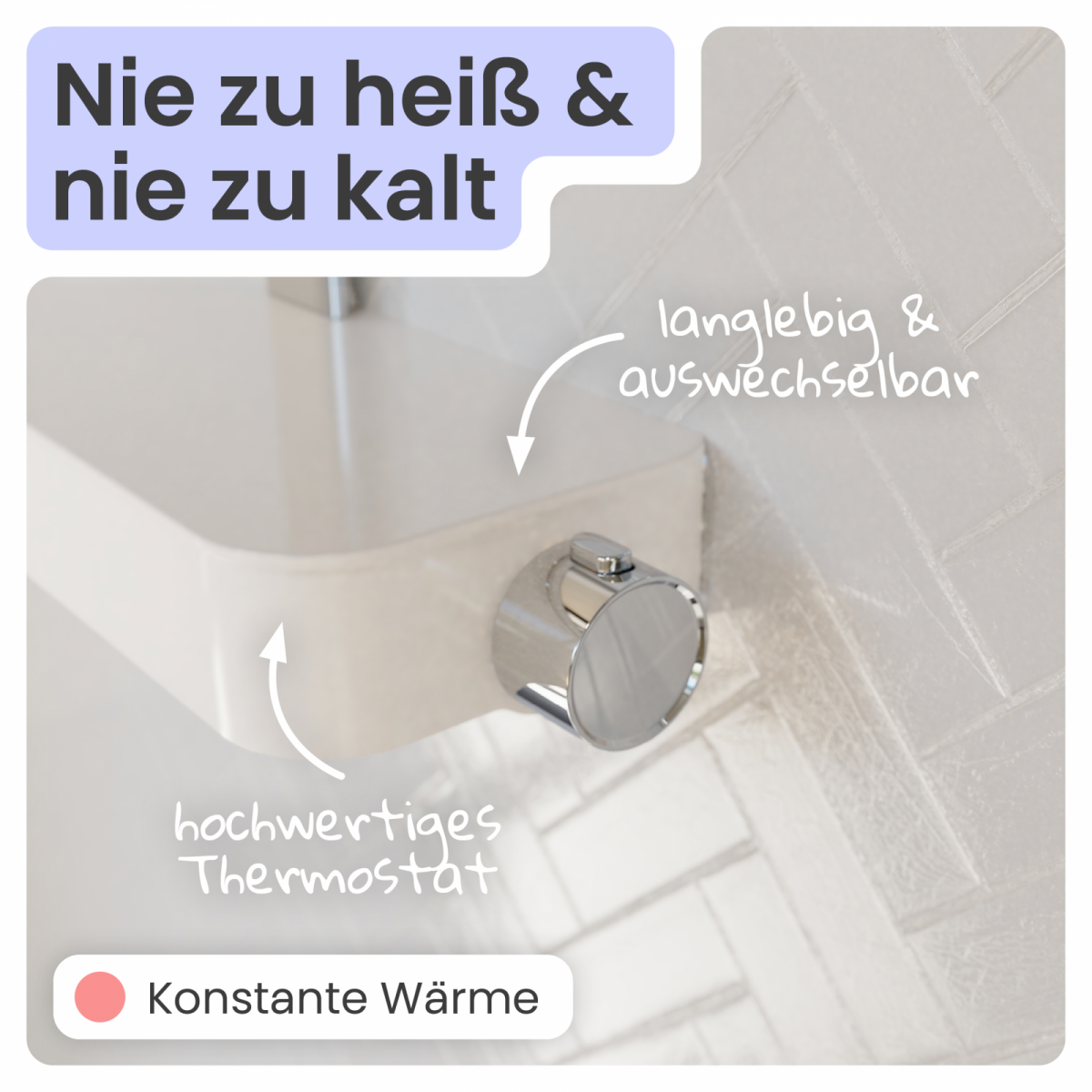 Regendusche Cleo, in Chrom/Weiß mit Thermostat und Ablage
