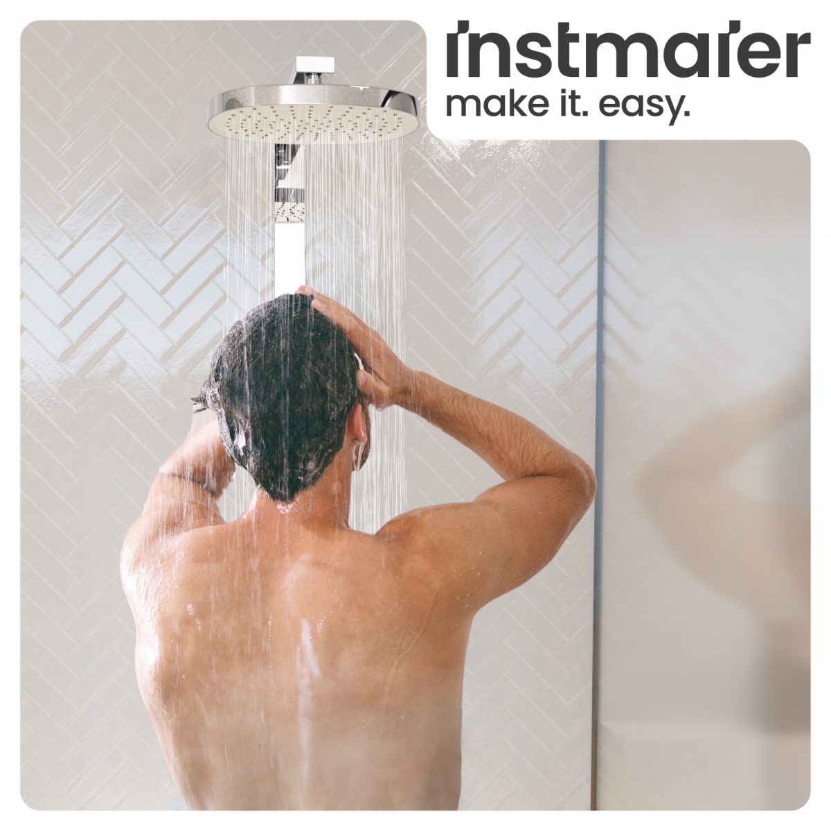 Regendusche Cleo, in Chrom/Weiß mit Thermostat und Ablage