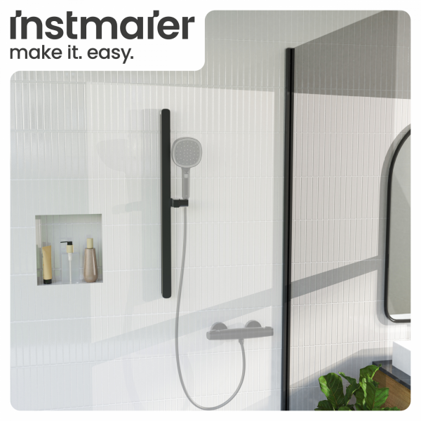 Duschstange Cleo, in Schwarz matt mit verstellbarer Brausehalterung