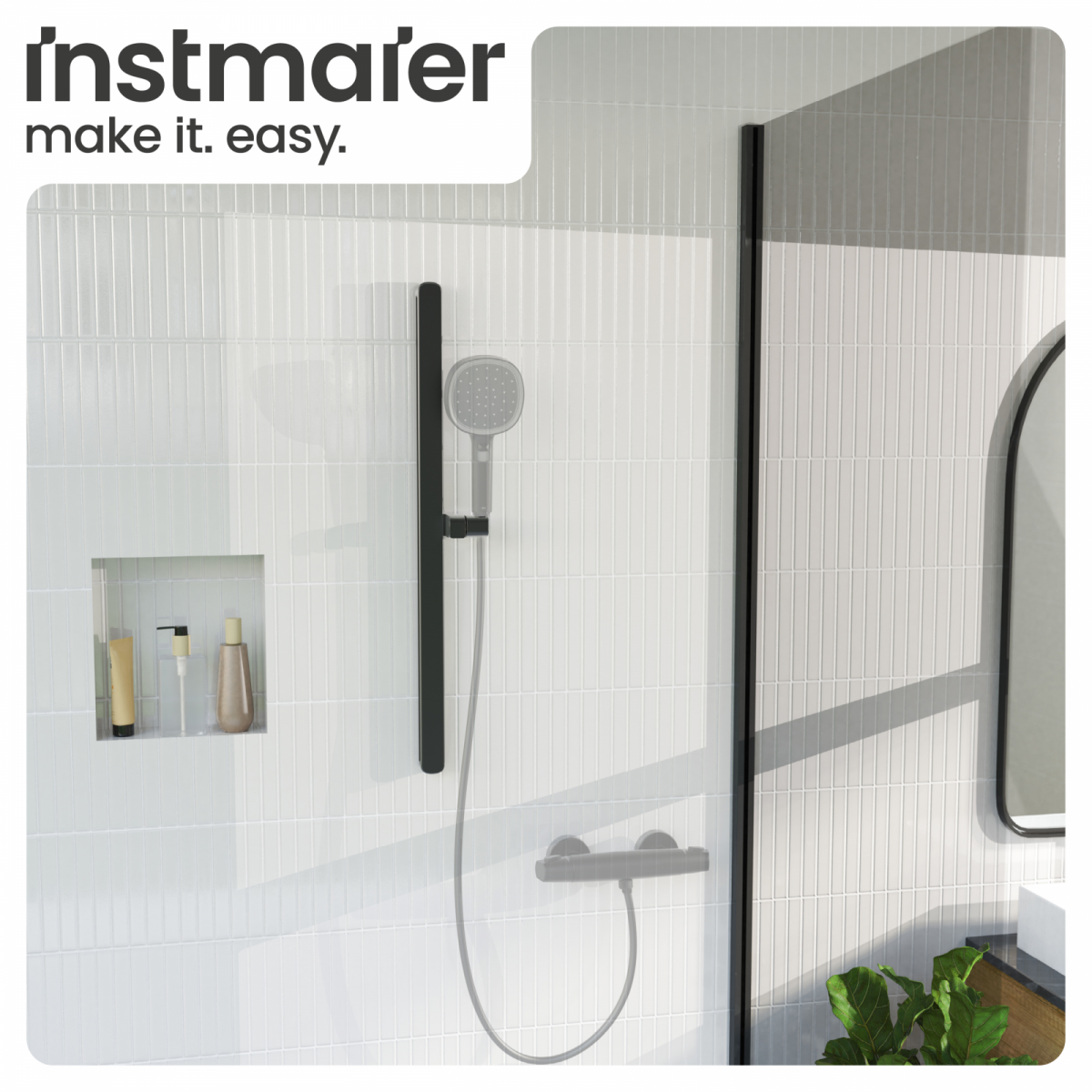 Duschstange Cleo, in Schwarz matt mit verstellbarer Brausehalterung