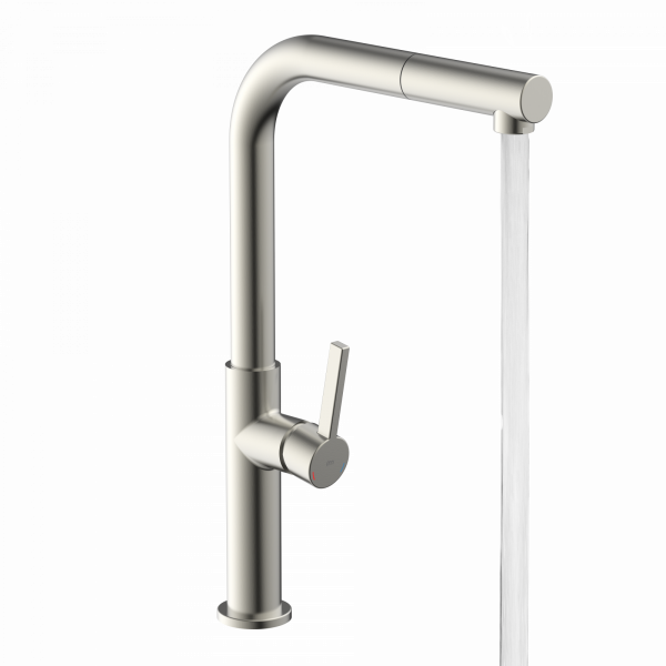 Küchenarmatur Cassia, in Edelstahloptik mit herausziehbarer Geschirrbrause, Hochdruck