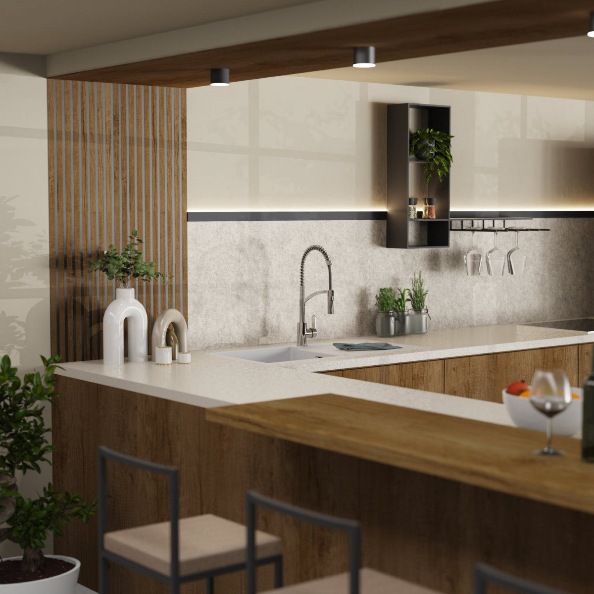 WK 3 in Chrom, Küchenarmatur mit innovativem Spiralfeder-Design