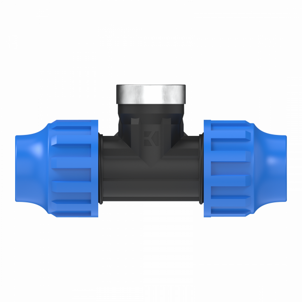 T-Stück, 32 mm auf 3/4", Klemmfitting für HDPE"