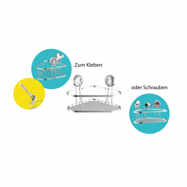 Duschablage, chrom, eckig, zum Kleben oder Schrauben