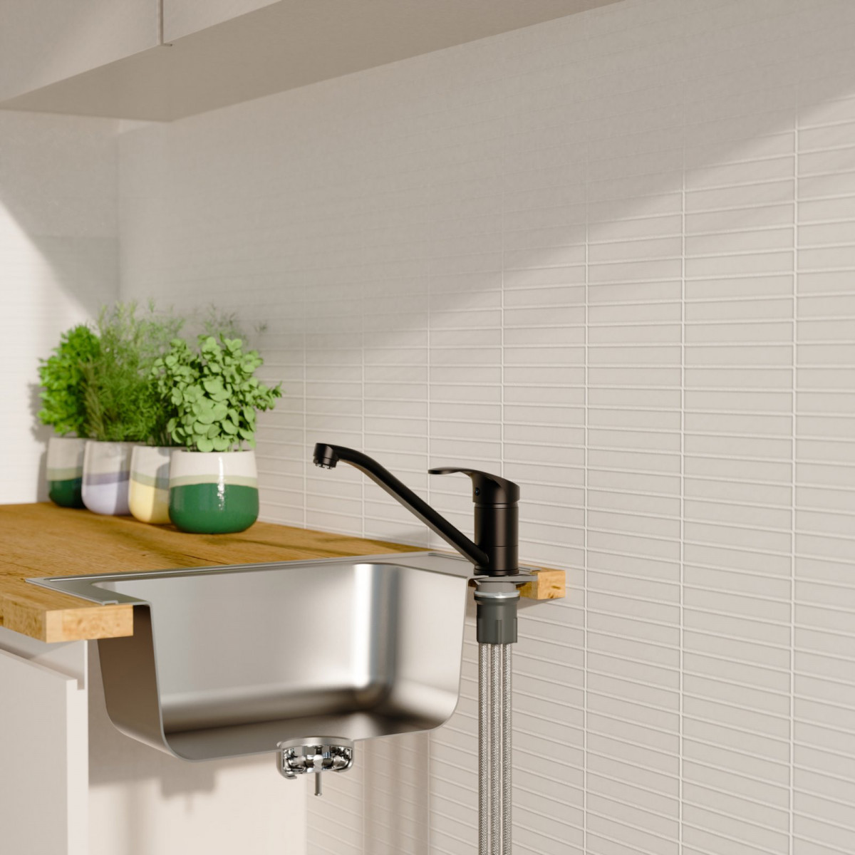 Küchenarmatur Vera, in Schwarz matt mit schwenkbarem Auslauf, Niederdruck