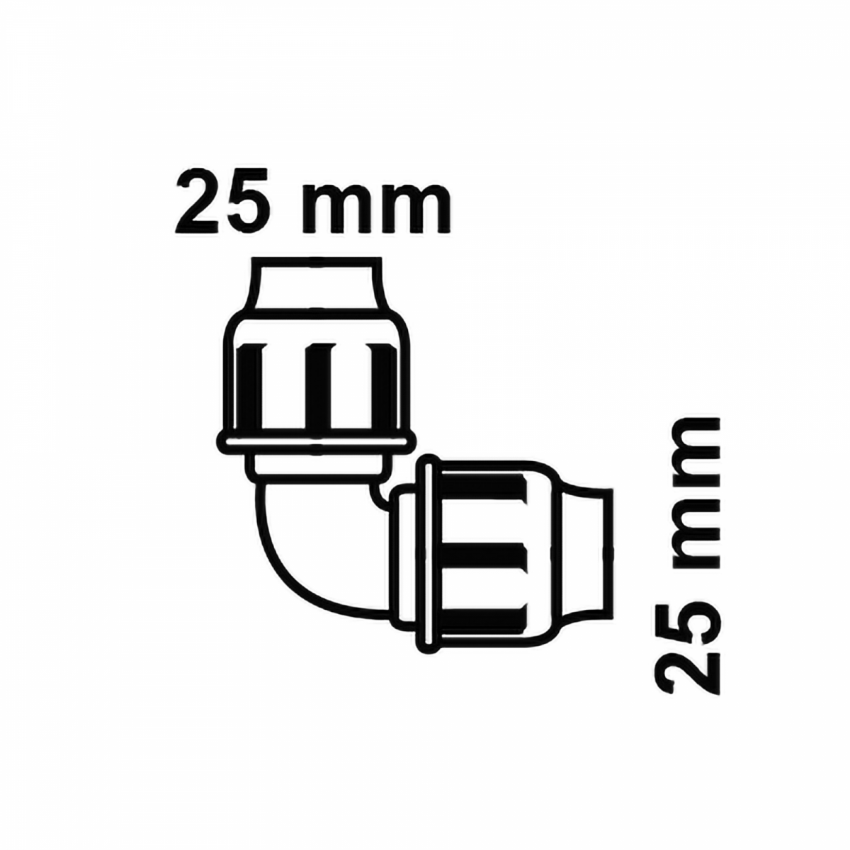 Fitting Winkel, 25 mm, Klemmfitting für HDPE